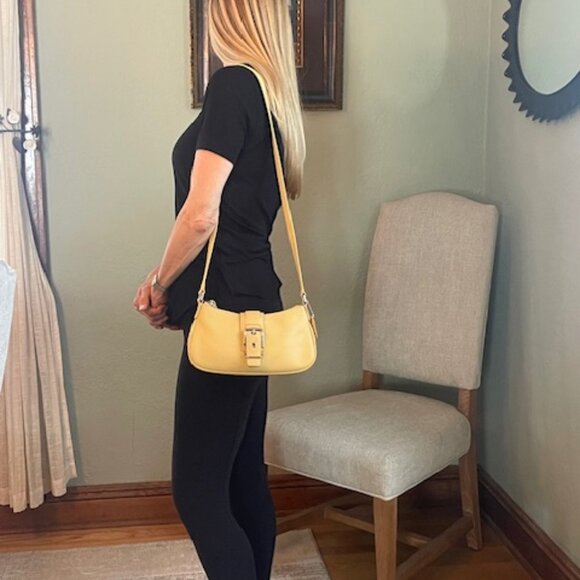Coach Vintage Y2K Hampton Demi Buckle Crossbody/Shoulder Bag/ Yellow/ 7540 - Picture 1 of 16